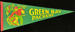 Vintage 1968 Green Bay Packers Super Bowl Full Size Felt Pennant 30"