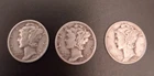 1942-43-44 Mercury Dime Set 90% Silver