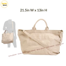 NWT IO PELLE Iopelle Italia Skull Embossed Extra Large Shoulder Tote Bag Latte