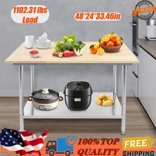 Oak Wood Top Work Table Workbench Work Table with Undershelf 500kg Load Capacity