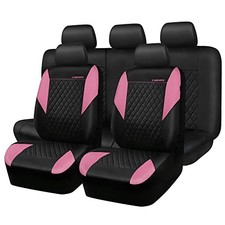 Pink Leather Seat Coversgirly Full Set Front And Rear Black And Pink