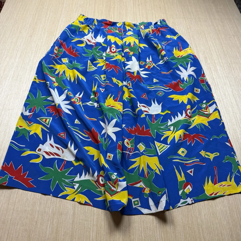 Falda abstracta vintage Diane Von Furstenberg para mujer talla 12 palmeras tropicales pájaros Foto 4 de 4