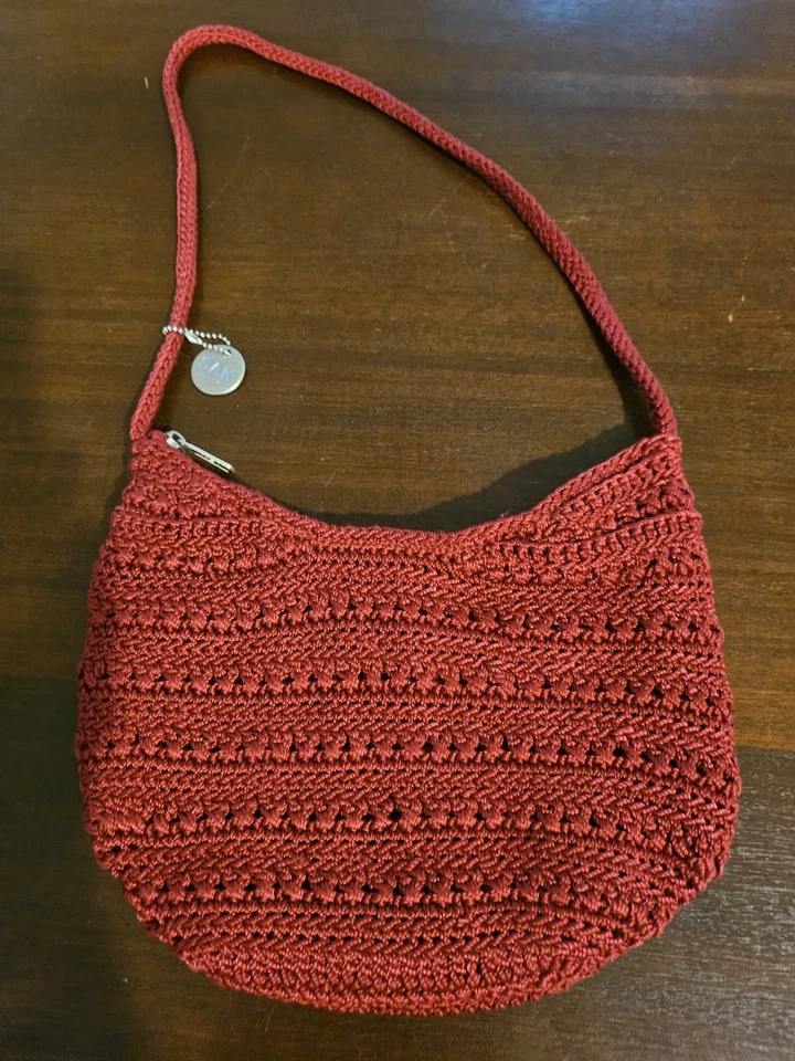 The Sak Brick Red Crochet Woven Shoulder bag Small Hobo Bag - Image 3 of 4