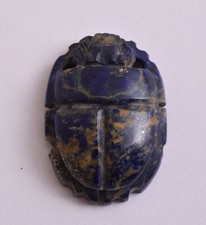Handmade Lapis Lazuli Scarab Egyptian Beetle Carved Amulet 1.2" 32 grams
