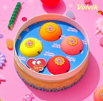 Volvik Genuine Happy Birthday Cake 4pcs Ball & Ball Marker Set Exclusive Gift
