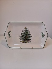 Spode Christmas Tree Ceramic Sandwich Tray Cake Plate 30x18cm
