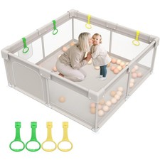 Best ZEEBABA Baby Playpen Big Play Pen for Babies59x59x27inch, Kids Safe Center