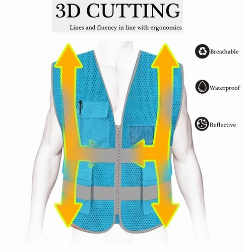HYCOPROT High Visibility Mesh Safety Reflective Vest with Pockets and Zipper,... image 4