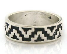 Navajo Tribal Band Ring Sterling Silver Vintage Artist Size 8.75