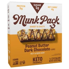 Munk Pack Peanut Butter Dark Chocolate Keto Nut Seed Bar 4 Count Pack