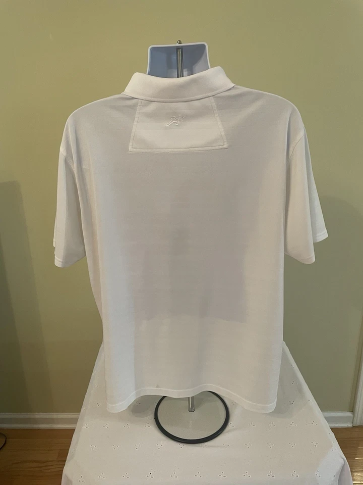 Polo de golf Ahead Performance blanco para hombre talla grande ~ logotipo de golf bordado en la parte delantera Foto 3 de 4