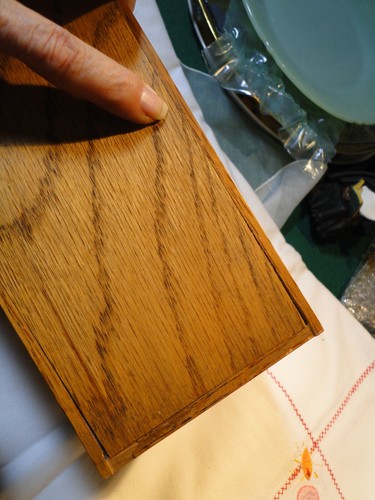Doppelte Rezeptbox aus Holz, geätztes Design auf Vorderseite, sehr guter Zustand 12"x3.75"x4.25" - Bild 3 von 9