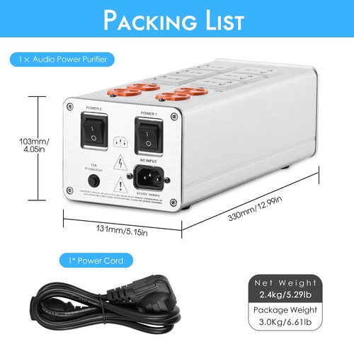 3000W Power Supply Purifier EMI Power Filter for HiFi Home Stereo Audio System - 第 9/11 張圖片