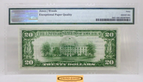 1929 $20 Framingham, Massachusetts NB CH#528 PMG 40 EPQ, Fr#1802-1- #C44619 - Picture 2 of 2