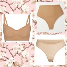 New SKIMS 3 Piece Bundle Set Seamless Sculpt Bralette with 2 Matching Thongs Siz