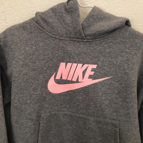 Nike Sportswear Fleece Big Girl Grey Hoodie DC7663 091 Size XL - Picture 4 of 10