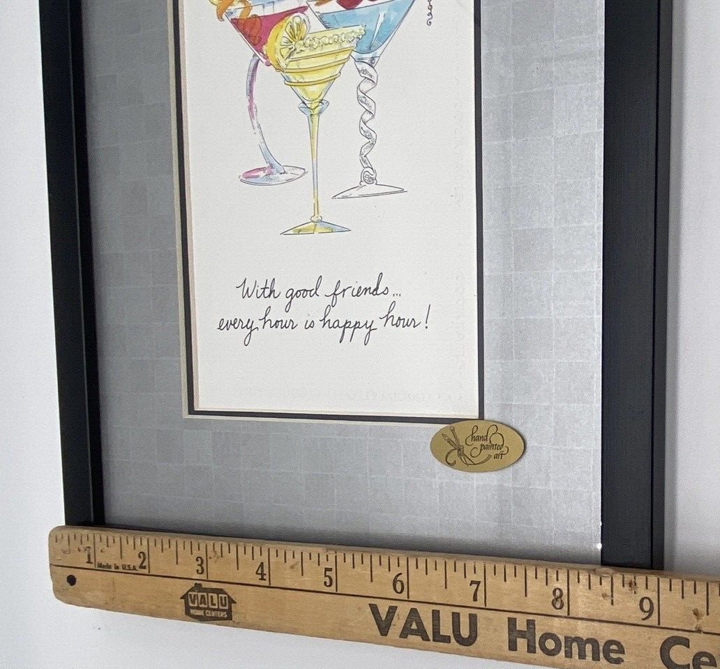 Hand Painted Embossed With Good Friends Every Hour Is Happy Hour by Mpressions
