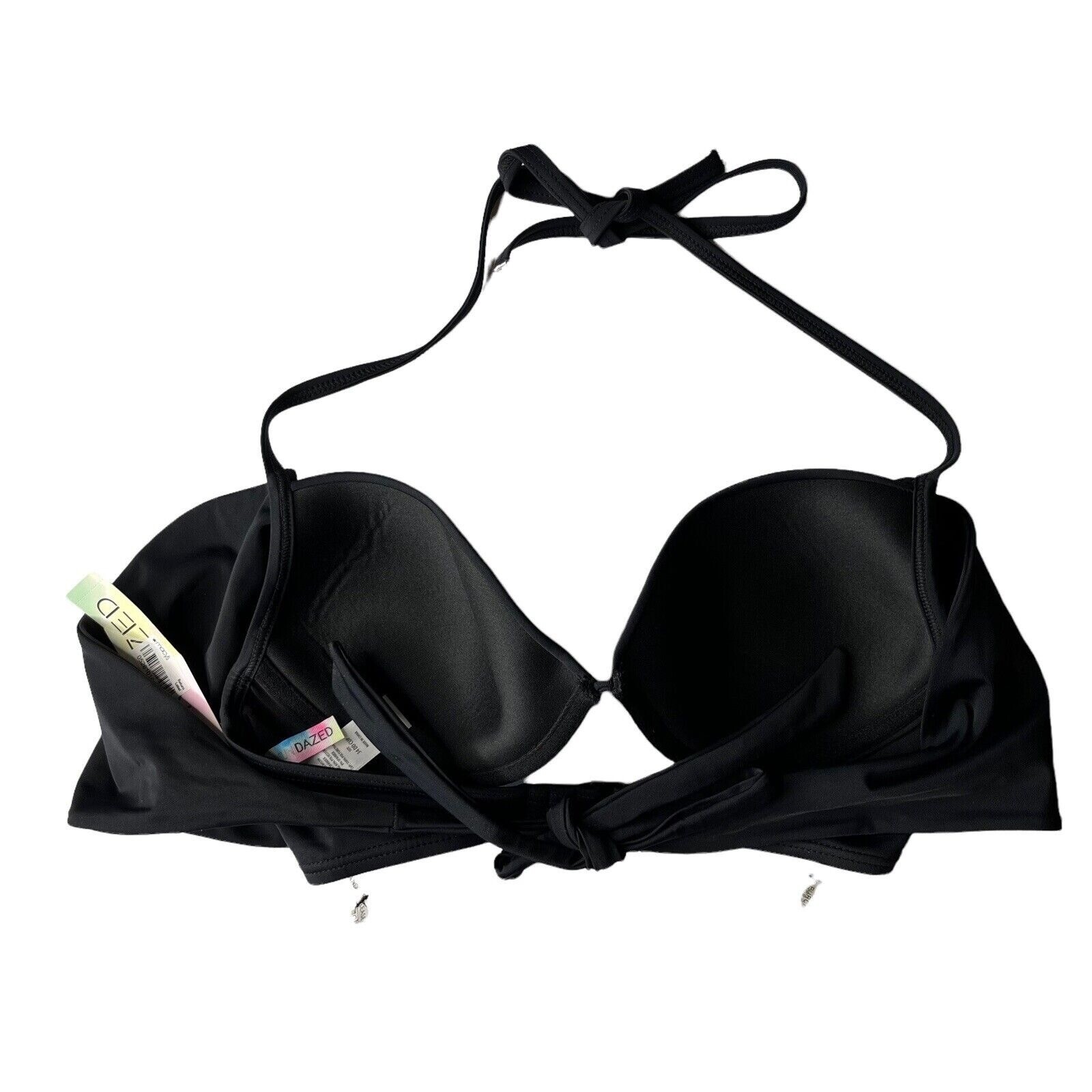 SunDazed Simone HLT Bikini Swim Suit Top Womens 34DD Black Padded New