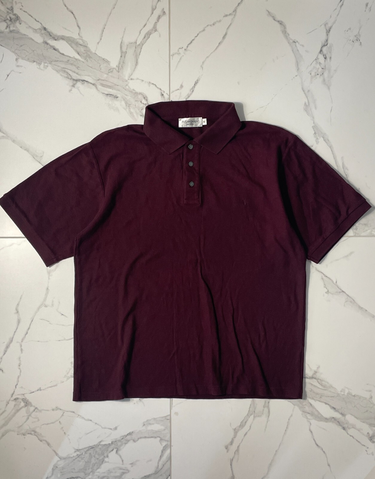 Polo vintage Yves Saint Laurent YSL bordeaux manica corta di design taglia XL