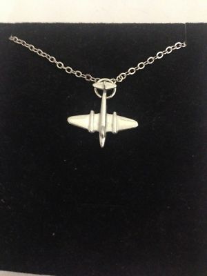 Gloster Meteor Aircraft c2 Aeroplane On a 18'' Silver Plated Curb Chain Necklace