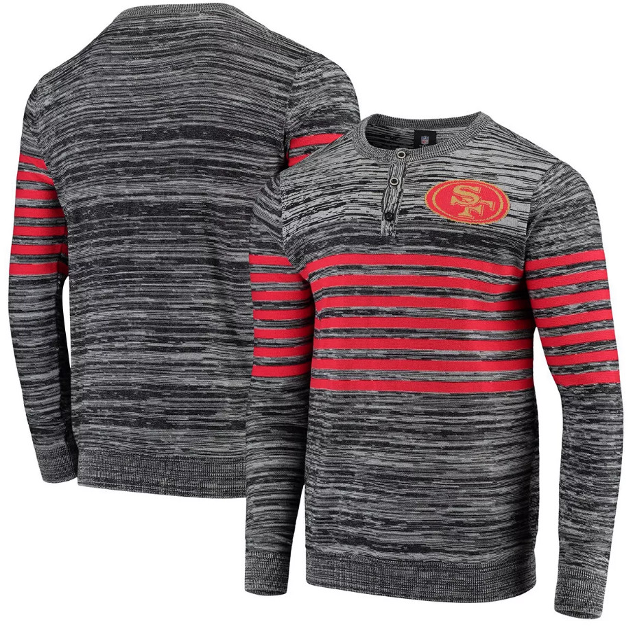 Мужская рубашка FOCO NFL San Francisco 49ers из мраморного трикотажа Henley с длинным рукавом
