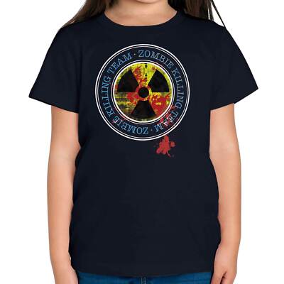 ZOMBIE KILLING TEAM KIDS FUNNY T-SHIRT TOP BLOOD HALLOWEEN COSTUME FANCY DRESS