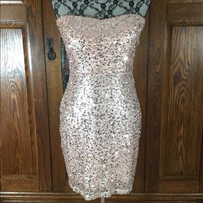 silver sequin strapless dress
