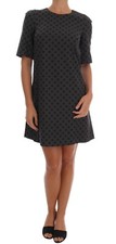 DOLCE & GABBANA Dress Wool Stretch Gray Polka Dotted IT38 / US4 / XS RRP $2600