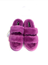 NEW No Boundaries Purple Fluffy Soft 2 Band Slippers Slides Women Size 8
