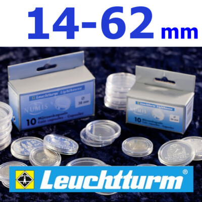 10 Leuchtturm Münzkapseln 14-62mm für Gold Silber Euro Münzen Kapseln Münze CAPS