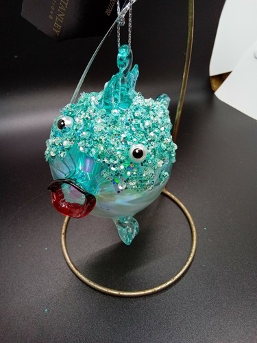 Bedazzled Jeweled Blue Glass Fish Christmas Ornament ~ NWT ~ 5.5" long - Picture 3 of 3