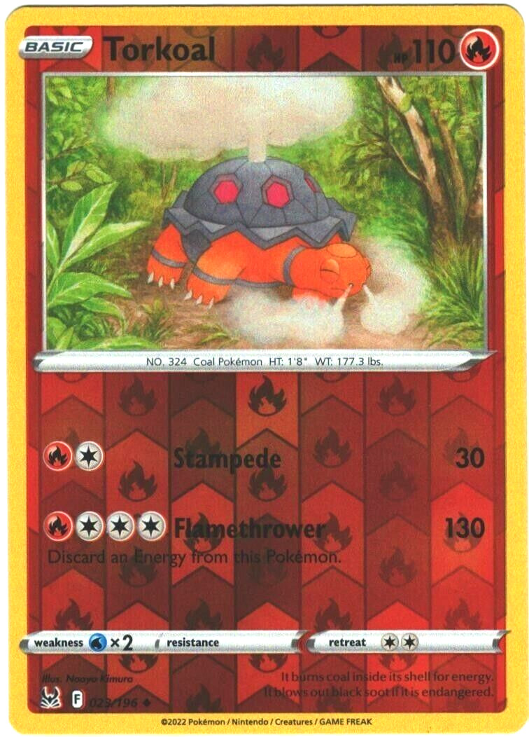 Torkoal Reverse Holo Pokemon TCG Card 023/196