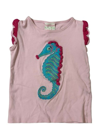 Sz 4 Lemon Loves Lime Pink Seahorse shirt