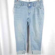 J Jill Denim Womens 2P 30x22 Authentic Fit Cropped Stretch Fringe Hem Blue Jeans