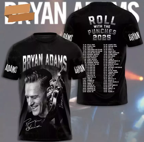 Bryan Adams Roll With The Punches 2025 AOP 3D T-shirt Unisex Size S to 5X
