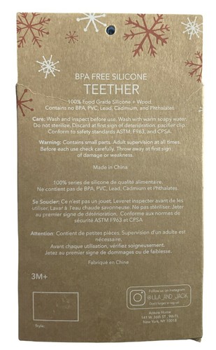 Lila & Jack Teether. Holiday Collection 3 Months + BPA Free Silicone & Wood - Picture 2 of 2