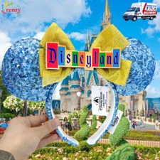 US Disneyland Marquee Sign Disney Parks Headband Mickey Minnie Ears New