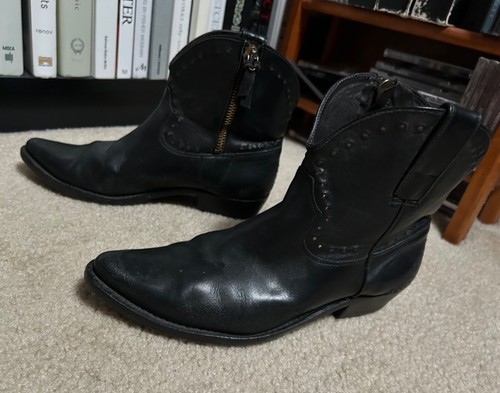 Vintage GOLDEN GOOSE Western COWBOY ANKLE BOOTS 'Side-Zip' SIZE EU 40, US 10 - Picture 4 of 19