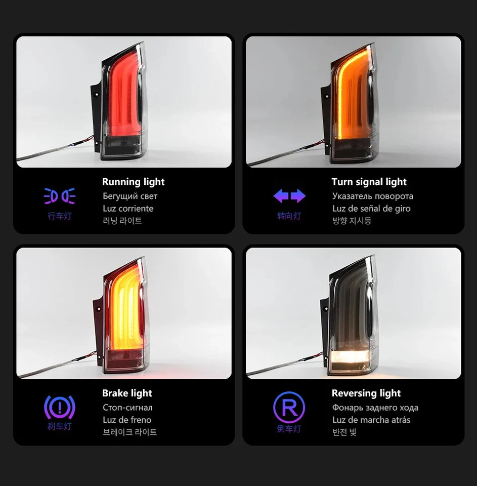 2x LED Dynamic Rear Tail Light Brake Lamp For Mercedes Benz Vito W447 2015-2022 - Image 4 of 4