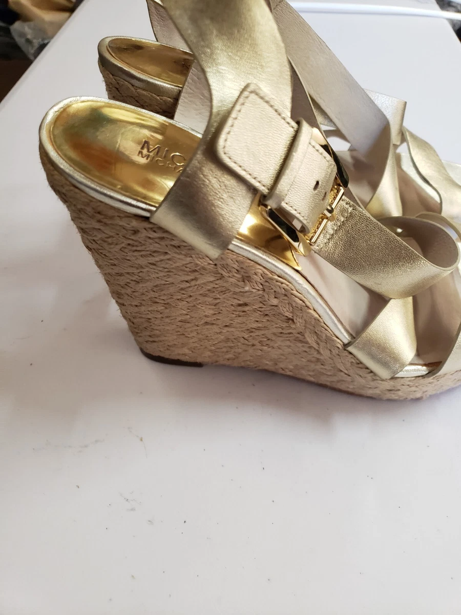 Michael kors gold wedge heels new arrivals