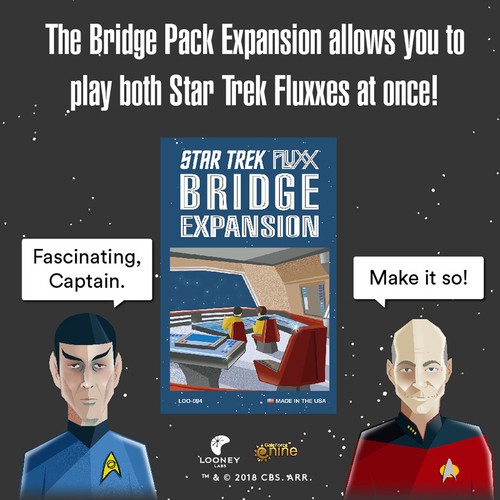 Bridge Expansion Star Trek & Next Generation Fluxx Card Game Looney Labs LOO-094 - Picture 2 of 2