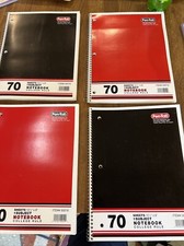 4 Pack Pen-Tab 1 Subject 70 Sheets 10 1/2" x 8" College Rule Spiral Notebooks