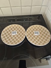 Denby "Porcelain Modern Deco" X2 Gold Small Plates, Brand New Firsts.