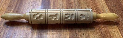 Wooden W.Germany Sugar Cookie Cut Out Rolling Pin VTG