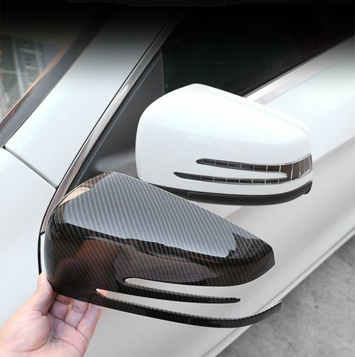 Carbon Fiber ABS Rearview Mirror Cover For Benz A B C E S CLS CLA GLA GLK Class - Foto 2 di 12