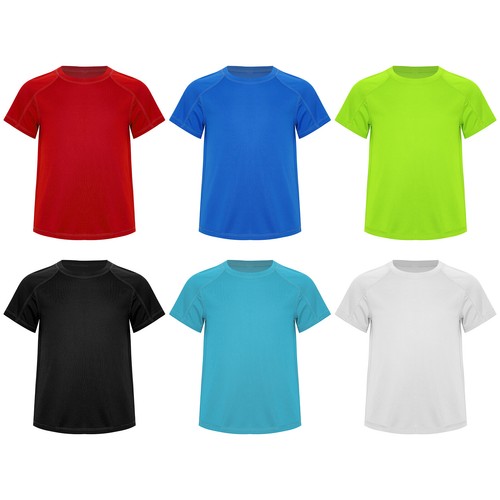 Kids Boys Top Golf Tee Soccer T-shirt Solid Color Blouse Tennis Sweatshirt Gym - Picture 3 of 63