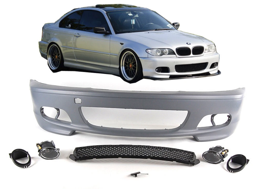 FRONT BUMPER M SPORT BMW E46 M TECH LOOK FOGS COUPE CONVERTIBLE 