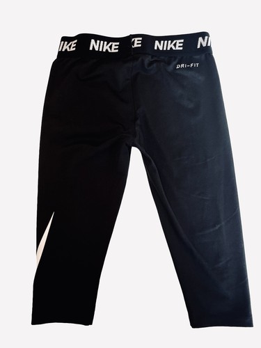 Nike Dri-fit Training Half Tight Pro Shorts Girls Age 6/7 Black Compression SZ6X - Picture 2 of 8