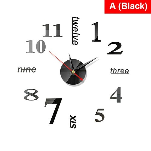 Modern DIY Wall Clock 3D Mirror Surface Home Office Room Decor Removable - Picture 4 of 16