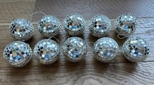 Vintage Lot of 10 Mirrored Clear Glass DISCO Ball Ornaments 2.5" Height MCM